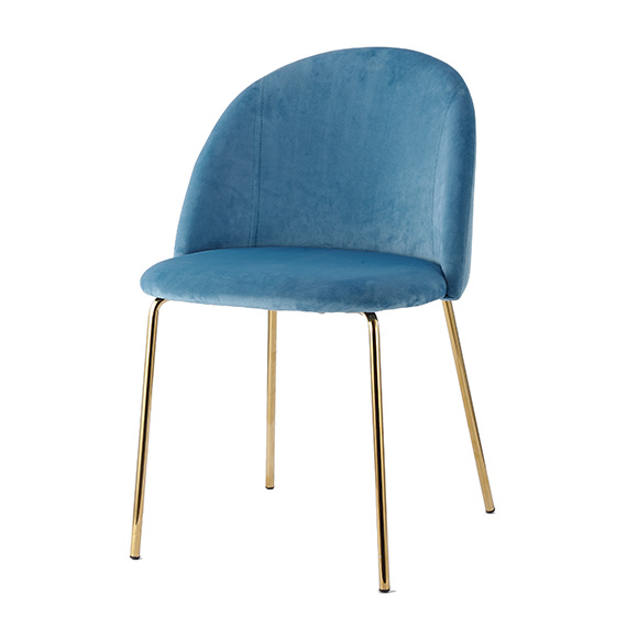 Velvet chair with metal legs