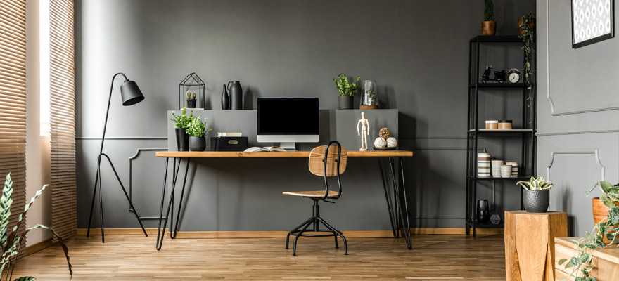 Table and chairs in working area scene