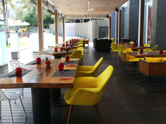 Cafe tables and chairs in outdoors