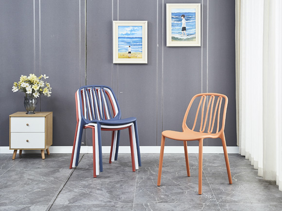 Stackable chairs in different colors