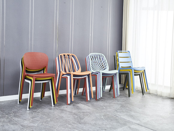 Stackable chairs in different colors