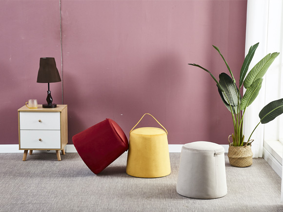 3 velvet round chairs on the carpet