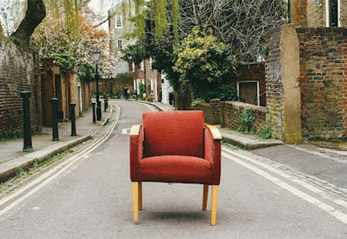 An armchair in the streets