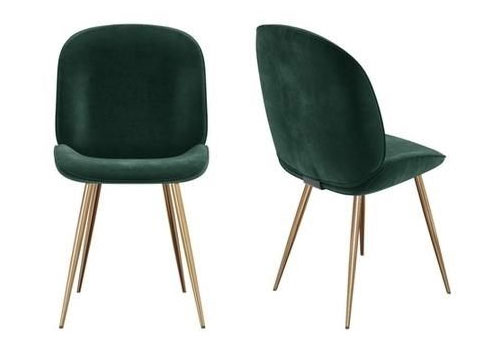 Dark green velvet dining chairs with gold legs