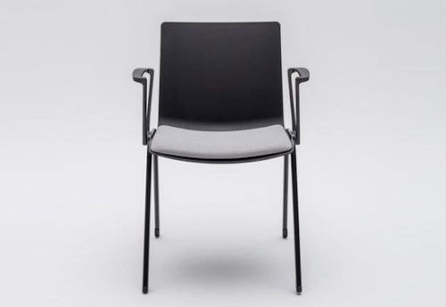 Plastic reception chair with armrest